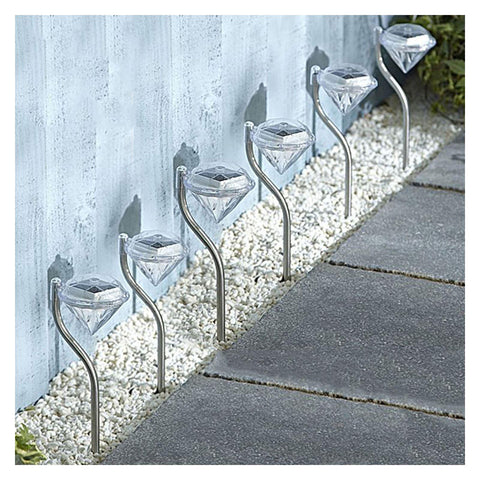 BOX of 10 White Solar Powered Stainless Steel Post Lights