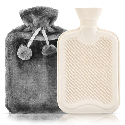 Fluffy Pom Pom Hot Water Bottle 2L