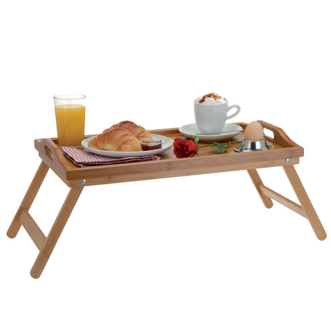 Bamboo Tray With Folding Legs Breakfast Table