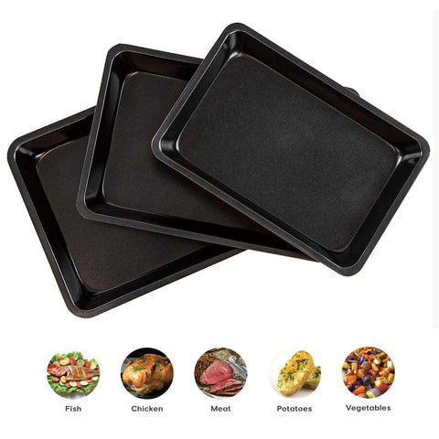 3 Pc Non Stick Baking Roasting Tray Set