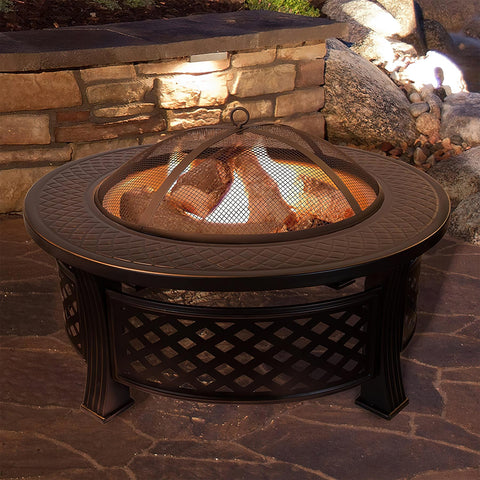 Large Copper Fire Pit Grill BBQ 80cm