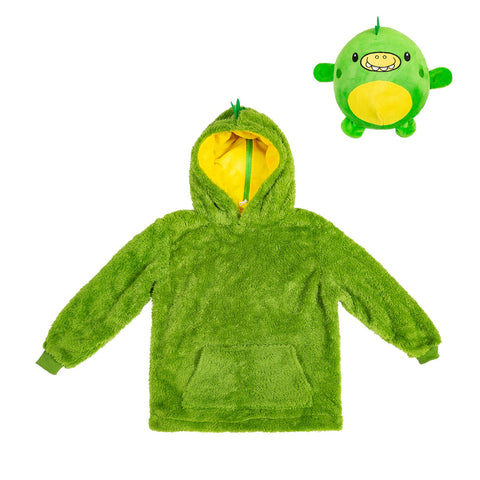 Kids Plush Animal Fleece Hoodie Blanket