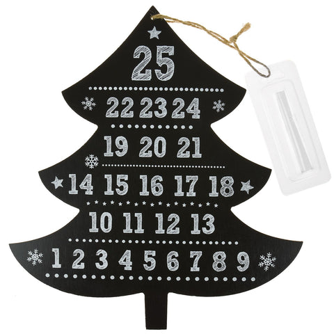 Wooden Christmas Tree Chalkboard Advent Calendar