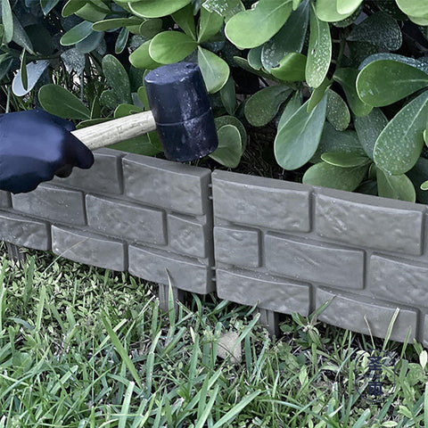 4Pk Grey Brick Effect Lawn Edging