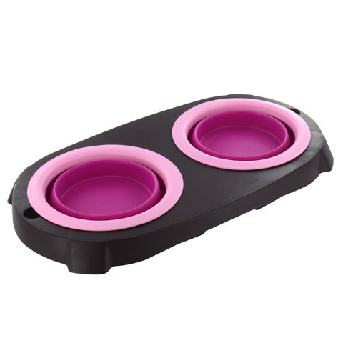 Double Collapsible Travel Pet Bowl