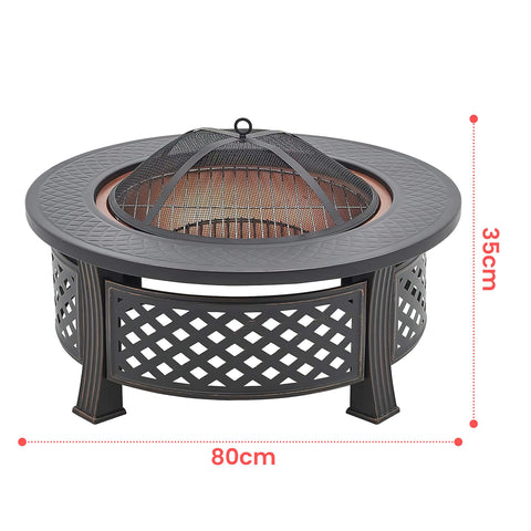 Large Copper Fire Pit Grill BBQ 80cm