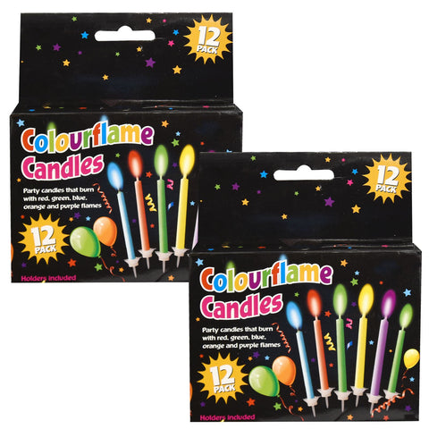 Perfect Party Pack of 12 Colourflame Candles