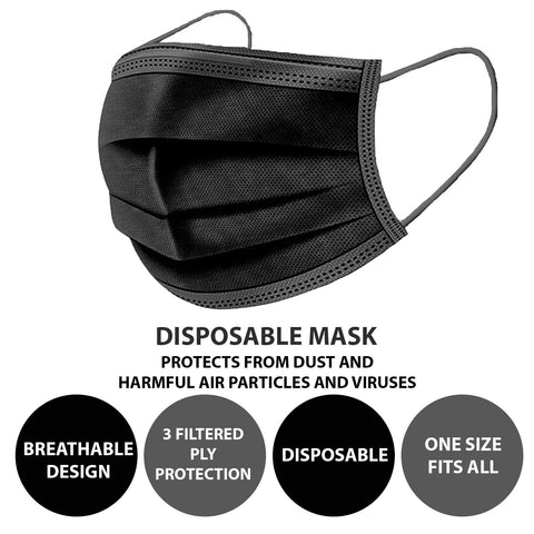 Unisex Disposable Black Face Mask Protection