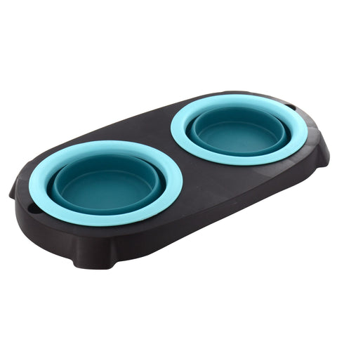 Double Collapsible Travel Pet Bowl