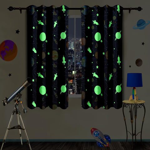 Blackout Glow In The Dark Kid Pair Curtains