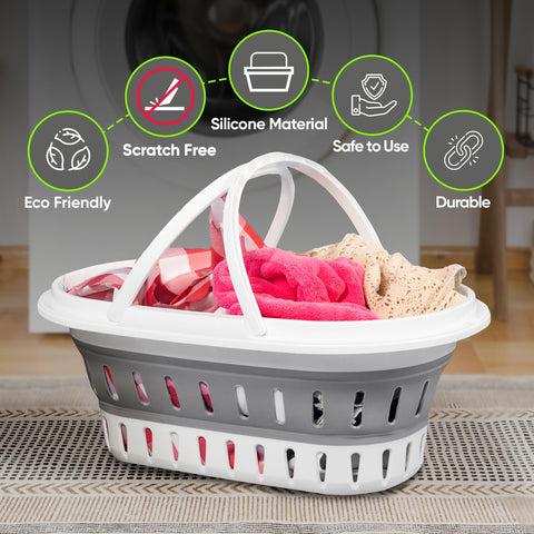 Collapsible Oval Basket With Carrying Handles