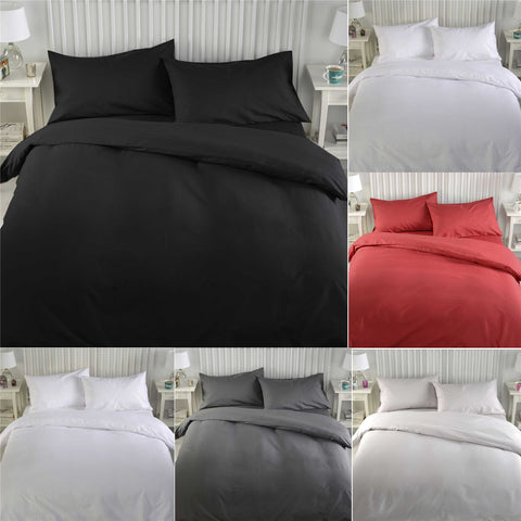 3pc Poly Cotton Plain Dyed Duvet Set KING