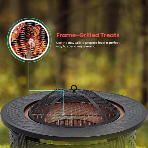 Large Copper Fire Pit Grill BBQ 80cm