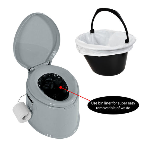 Portable 5L Camping Toilet With Roll Holder