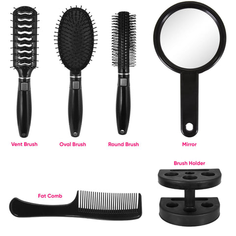 5Pcs Hair Brush Set With Comb and Mirror