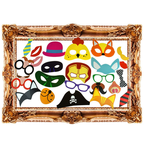 25 Pieces Photo Booth Selfie Props With Picture Frame