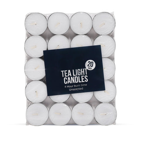 Pack Of 20 Tea Lights Candles 4 Hours Burning Time