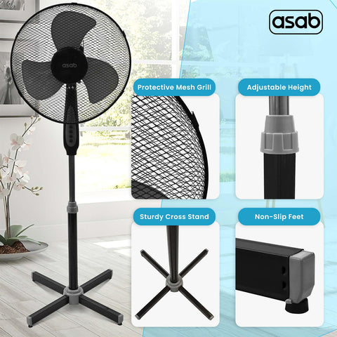 Oscillating  Pedestal Fan 16'' Black