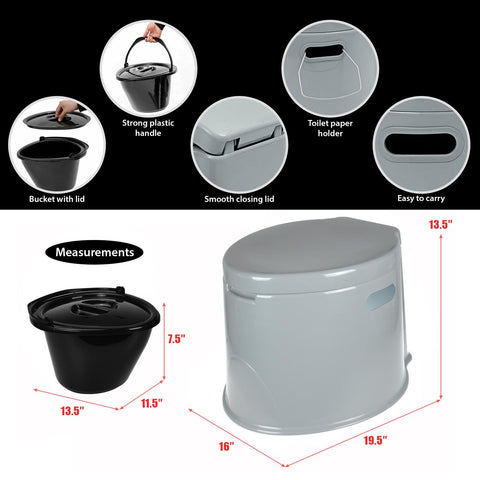 Portable 5L Camping Toilet With Roll Holder