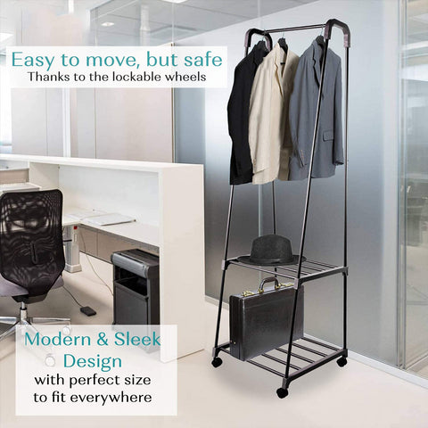 Garment Rack with 2 Tier Storage Shelf