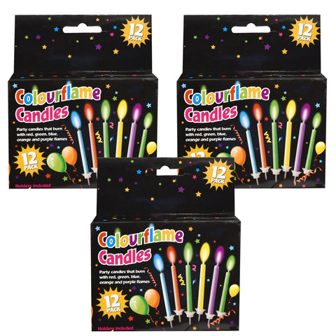 Perfect Party Pack of 12 Colourflame Candles