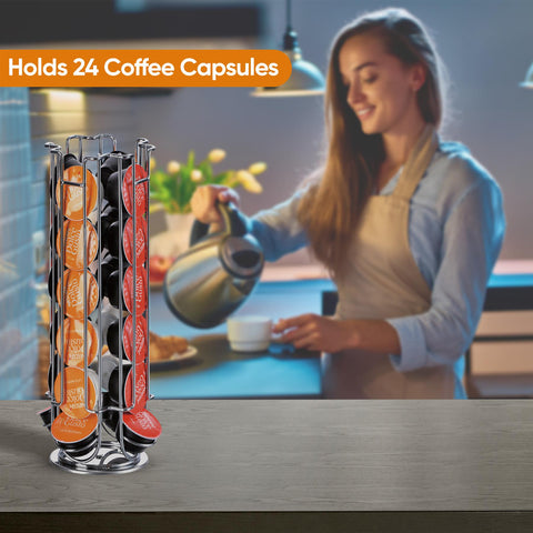 Coffee Capsule Rotating Dispenser Tower Stand 24 Pod