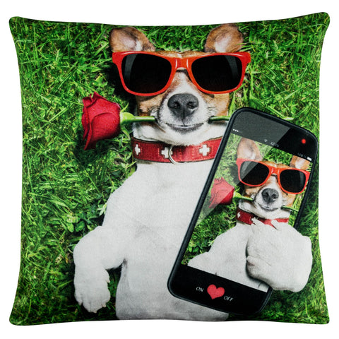 Animal Print Velvet Cushion Covers Plush 45Cm X 45Cm Dog With Phone