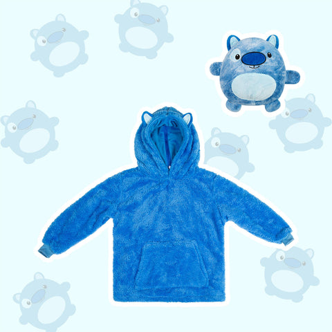 Kids Plush Animal Fleece Hoodie Blanket