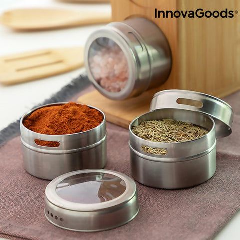 7pcs Magnetic Bamboo Spice Pot Herb