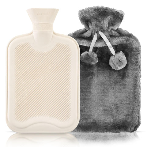 Fluffy Pom Pom Hot Water Bottle 2L