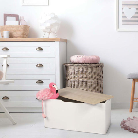 Wooden Storage Box Kids' Toys Storage Chest White Blanket Box And Ottoman