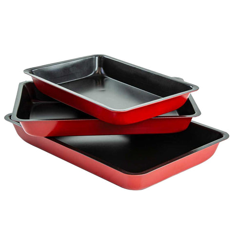 9 Piece Non Stick Roasting Baking Cooking Trays Set