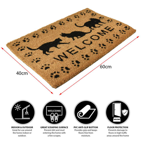 Door Mat Black Cat Welcome