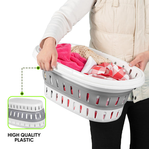 Collapsible Oval Basket With Carrying Handles