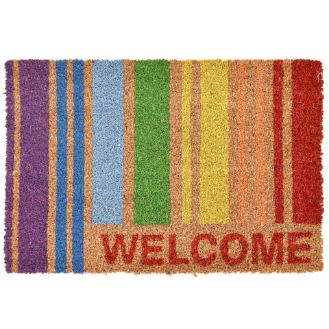 Door Mat Rainbow Welcome