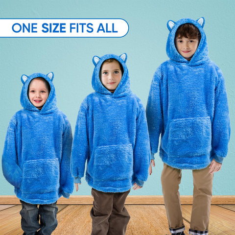 Kids Plush Animal Fleece Hoodie Blanket