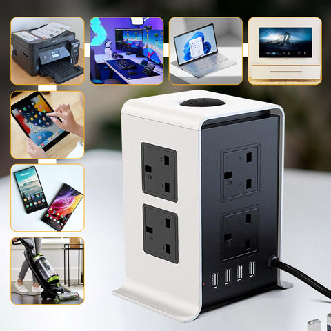 Extension Lead 8 AC Outlets 4 USB Ports 5m Plug