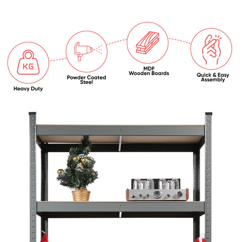 5 Tier Heavy Duty Metal Shelving 180 X 90 X 40Cm