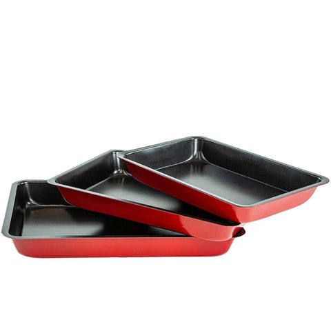 3 Pc Non Stick Baking Roasting Tray Set