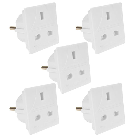 5Pcs Euro Travel Adaptor Adapter Uk To Europe 2 Pin