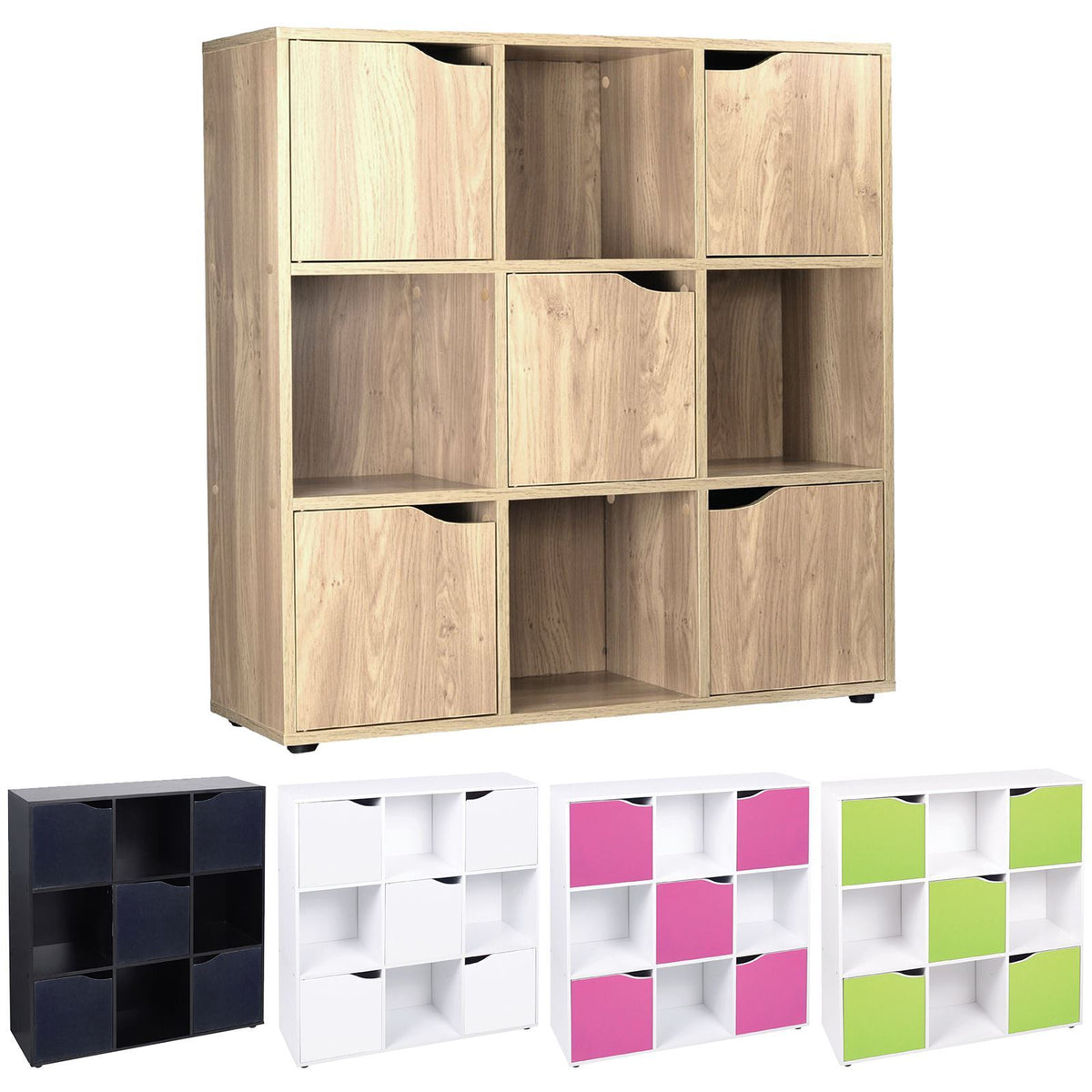 9 Cube 5 Door Oak Storage Unit