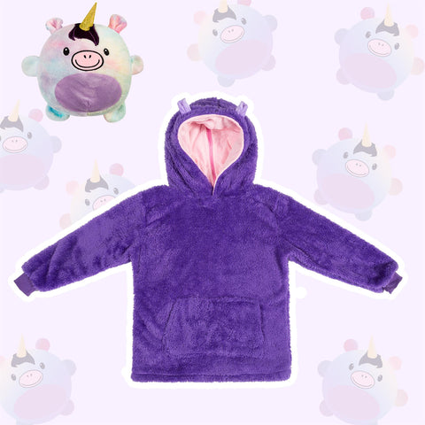 Kids Plush Animal Fleece Hoodie Blanket