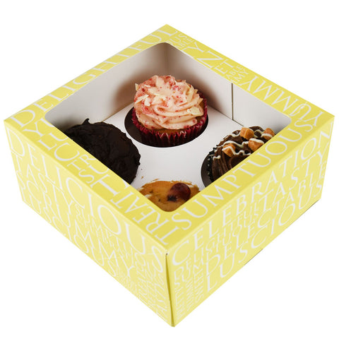 Windowed Cupcake Boxes for 4 Cupcakes