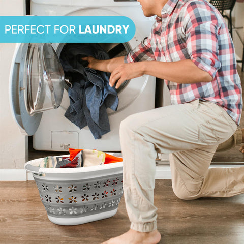 Collapsible Floral Laundry Basket