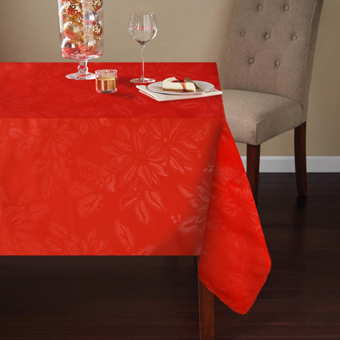 Red Christmas Tablecloth Poinsettia