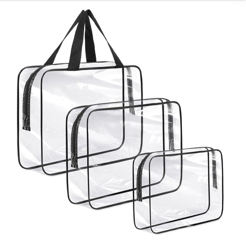 Transparent PVC Travel Organiser Bags 3 Pack