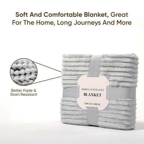 Ribbed Super Soft Blanket 120Cm X 150Cm - Grey