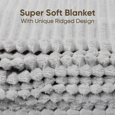 Ribbed Super Soft Blanket 120Cm X 150Cm - Grey