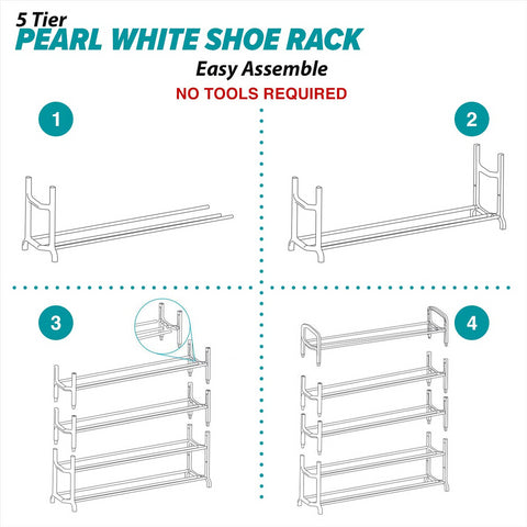 Metal Shoe Rack Stand Shoes Cabinet Storage Organiser 5 Tier