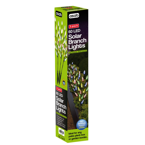 3Pk 60 LED Solar Branch Lights